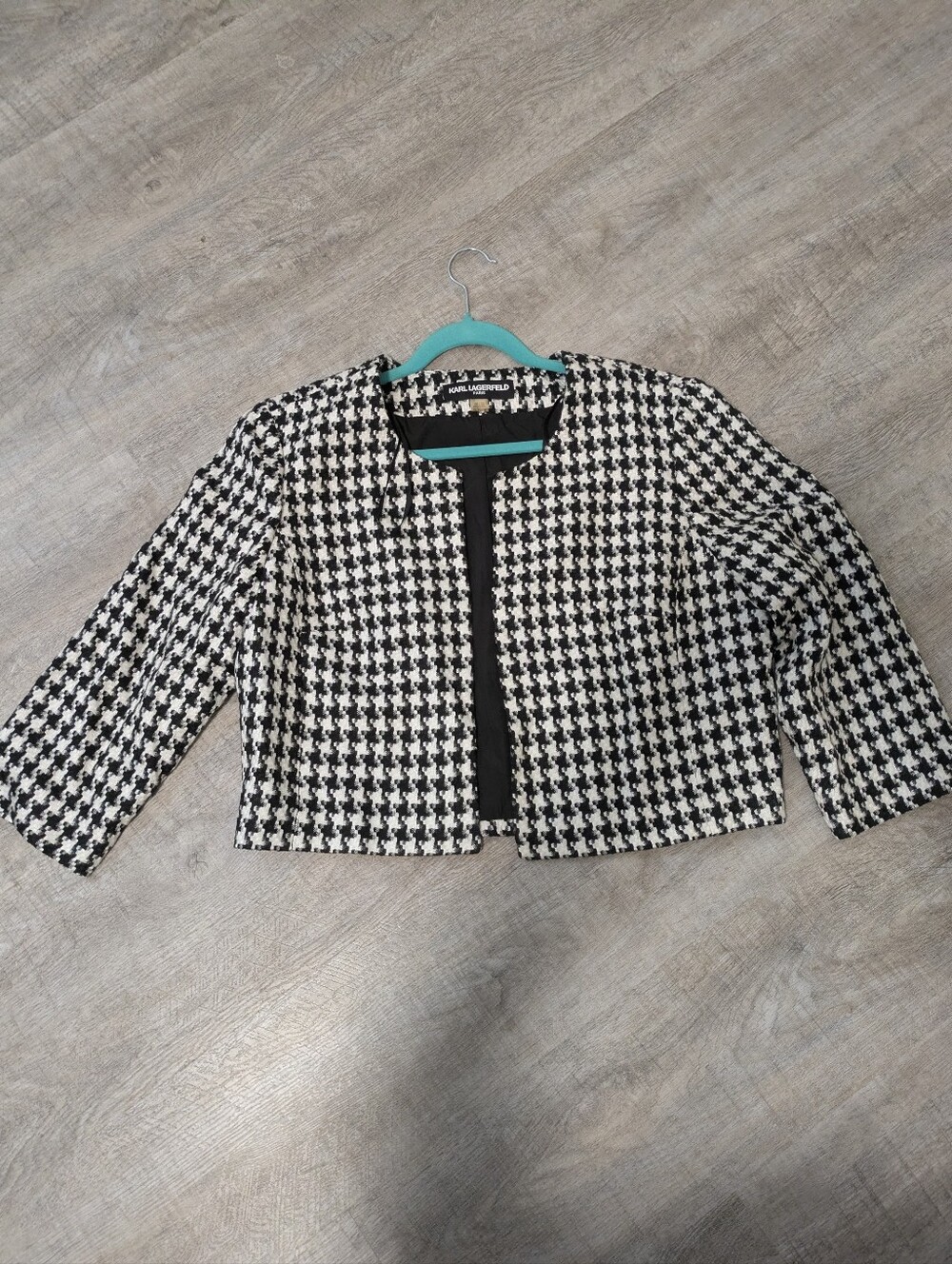 Karl Lagerfeld Paris Houndstooth Cropped Blazer Size XL